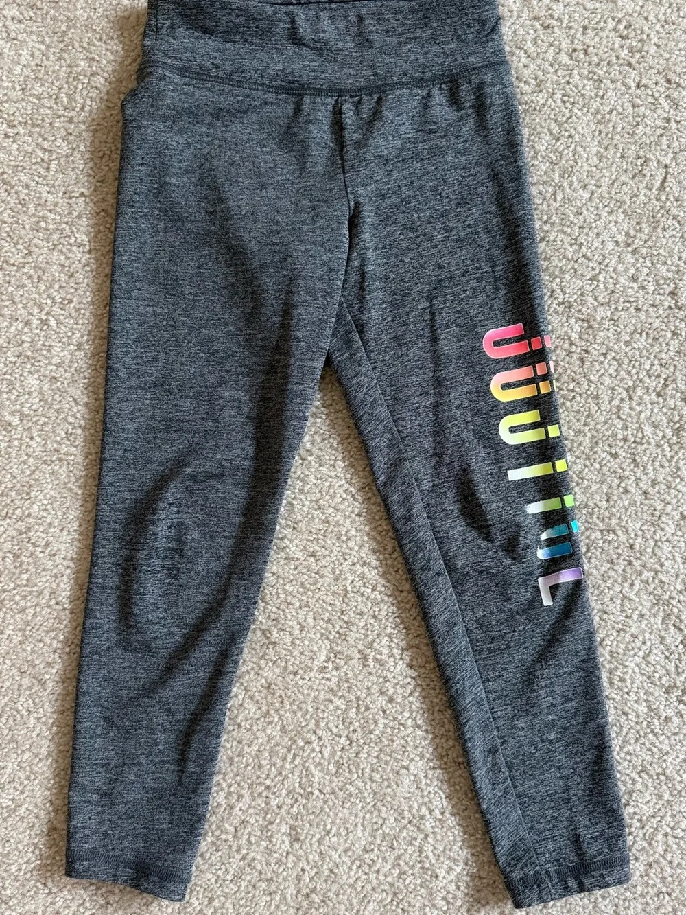 Justice Charcoal Leggings with Rainbow Side Logo